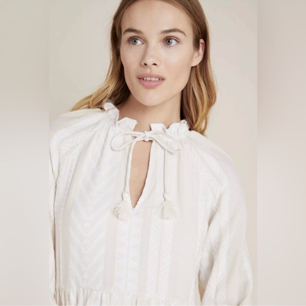 Anthropologie Maeve Dominique Tunic Dress Creme White size Medium Petite - Picture 3 of 11